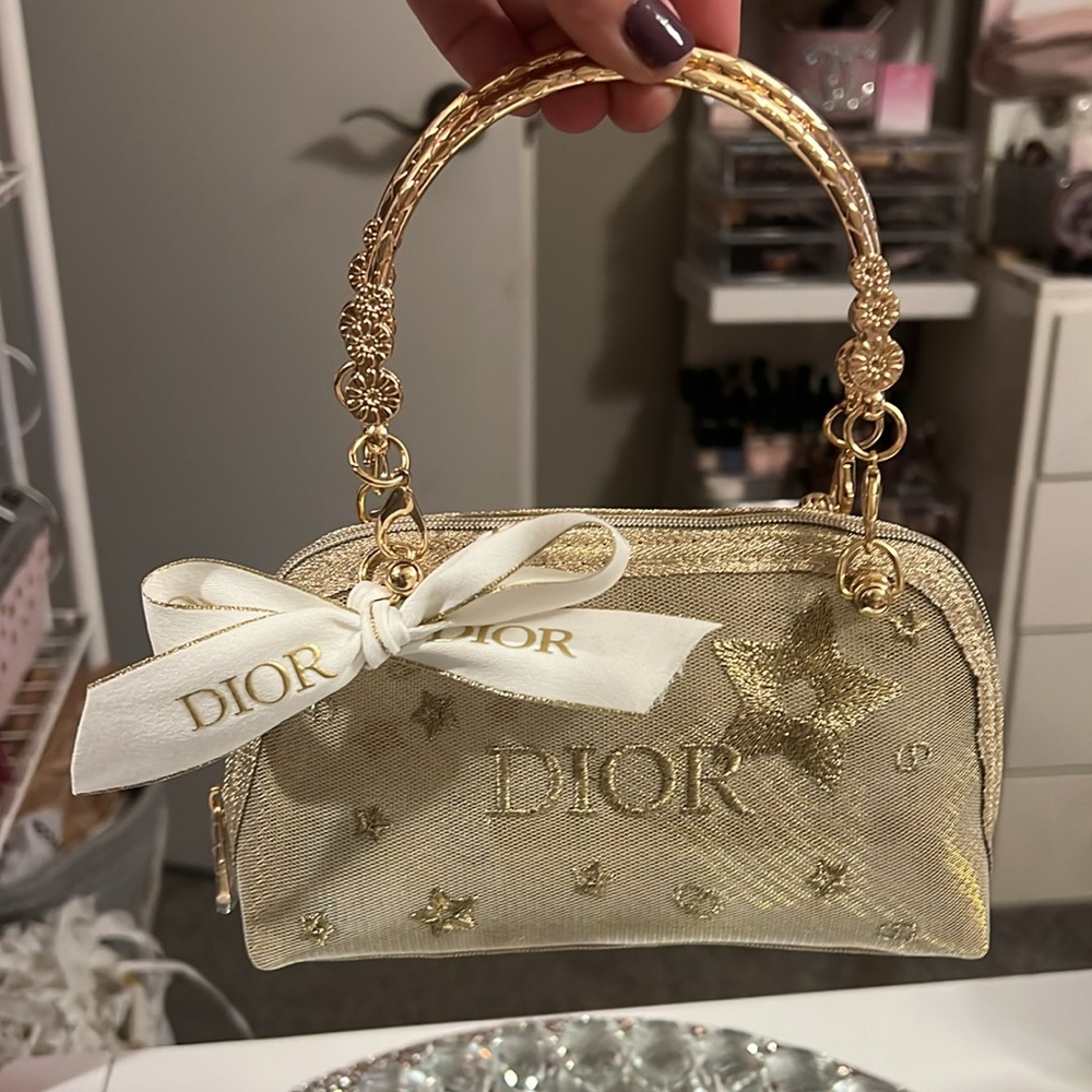 Dior Gold Women's Pouch with Handles/Dior Ribbon - Picture 5 of 8